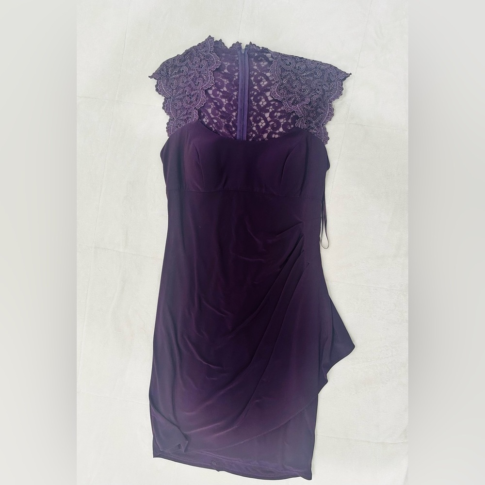 Xscape Deep Purple Lace Dress